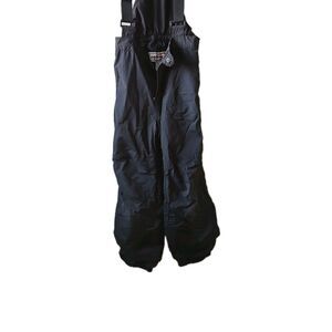 Kids Size 10 Black Snow Bib Weatherproof 32° Elastic Adjustable Straps Snowpants